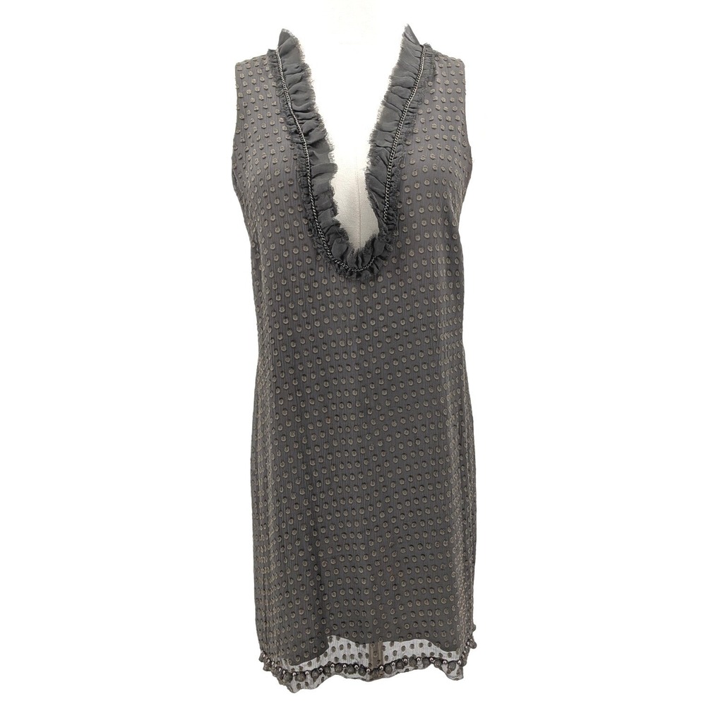 Sheri Bodell‎ Silk Green Mini Dress with Beaded Hem Flapper Vintage Glam